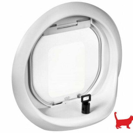Pet-Tek Glass Fitting Magnetic Cat Flap White G-MCDW