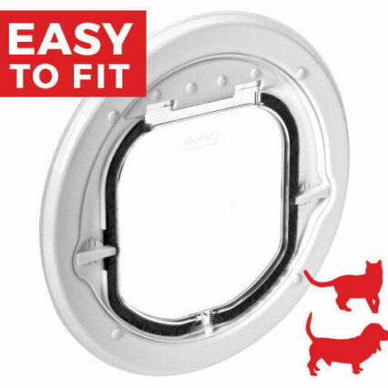 Pet-Tek White Maxi Dual Glaze Glass Fitting Cat Flap G-SDDW